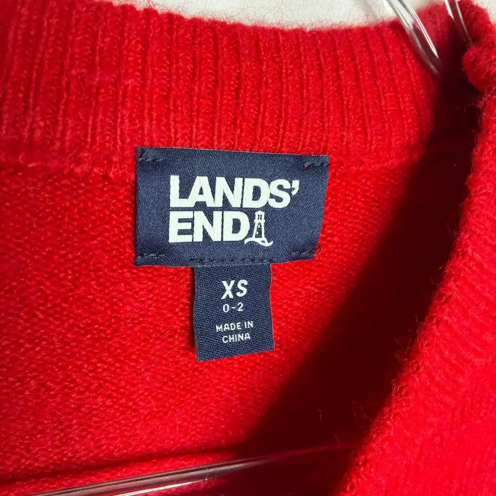 Lands' End Red Sweater Mini Dress Long Sleeve Acrylic Blend Womens XS